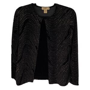 NWT Notations Women Black Velvety Top Jacket Combo Size Petite Large